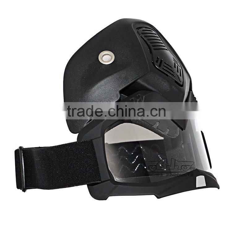 BJ-MG-022 High Quality Motocross Full Face Protective Safty Goggles Face PE+PC silicone antiskid stripe Clear Transparent Goggle