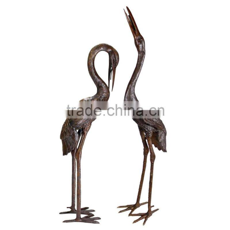 43 Inch Sculptured Cranes in Bronze Finish