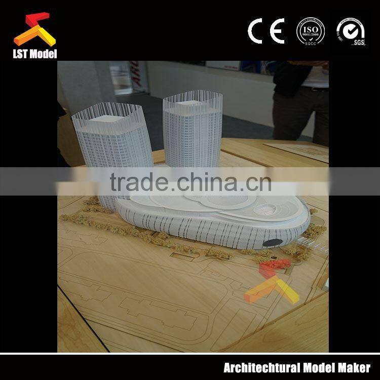 architectural building scale model with landscape plan