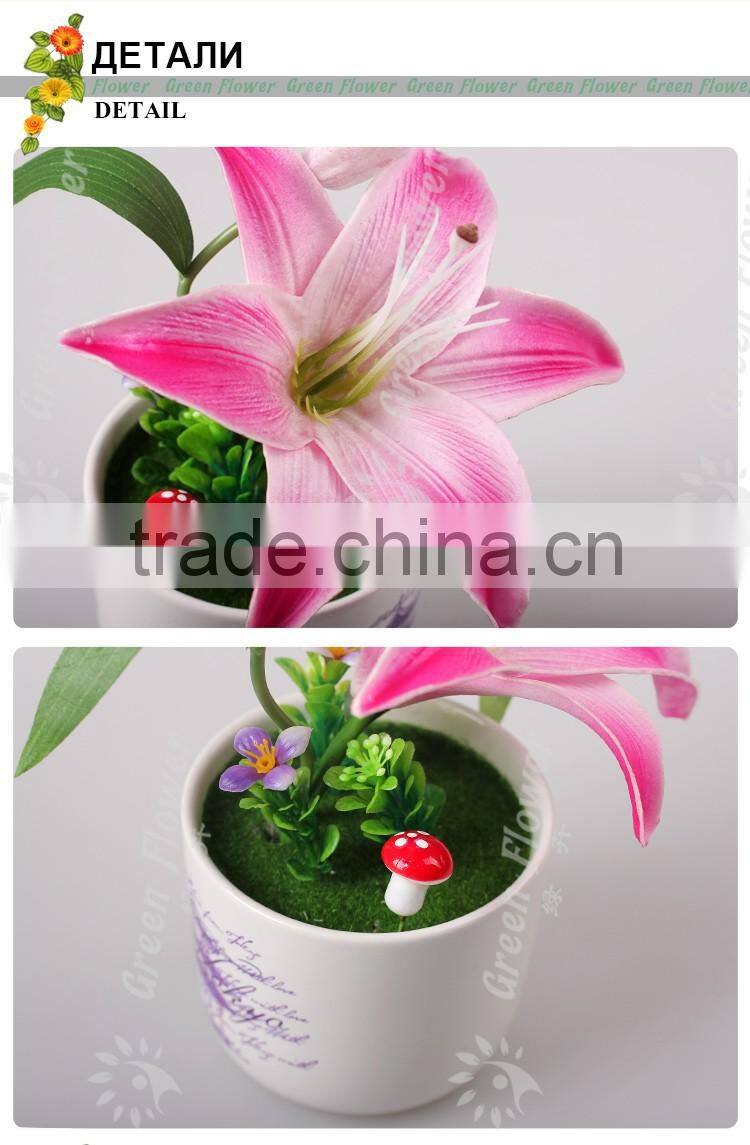 2016 Wholesale Multicolor Latex Artificial PU Flowers Single headed Lily Real Touch Bouquet Wedding Bridal Decor Display Flower