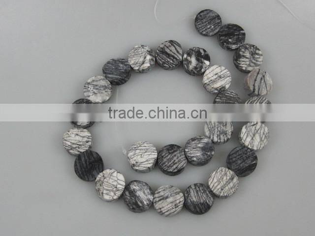 wholesale 20mm Network Stone rough coins semi loose precious gemstone