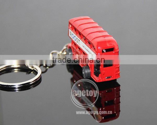 3D Mini Bus Shaped Customized Printing Promotional Souvenir Double-deck London Bus Keychain