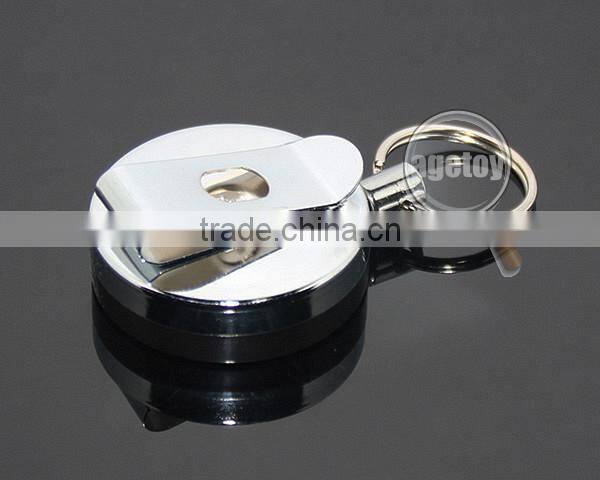 60cm Length Stainless Steel Wire Round Shaped Clips Plastic Metal Retractable Key Ring