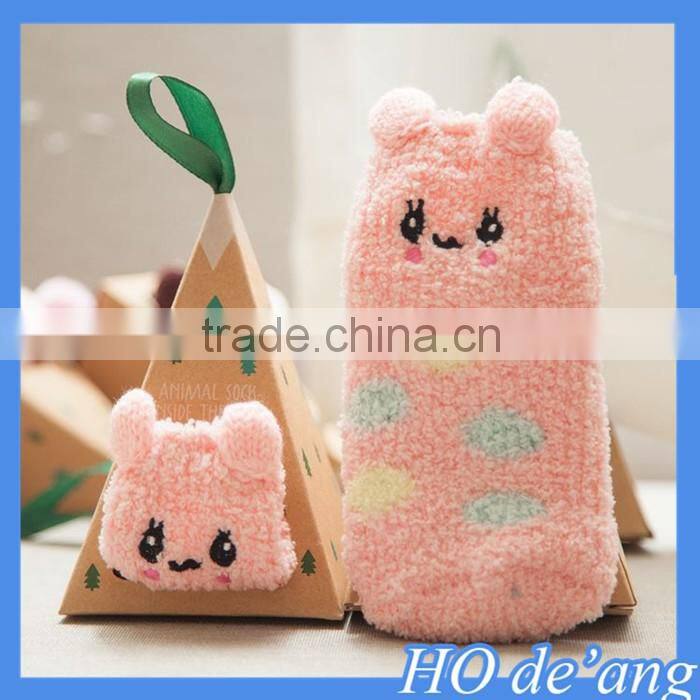 Silicone non-slip baby socks embroidery three-dimensional cartoon coral velvet gift box baby socks floor socks MHo-199