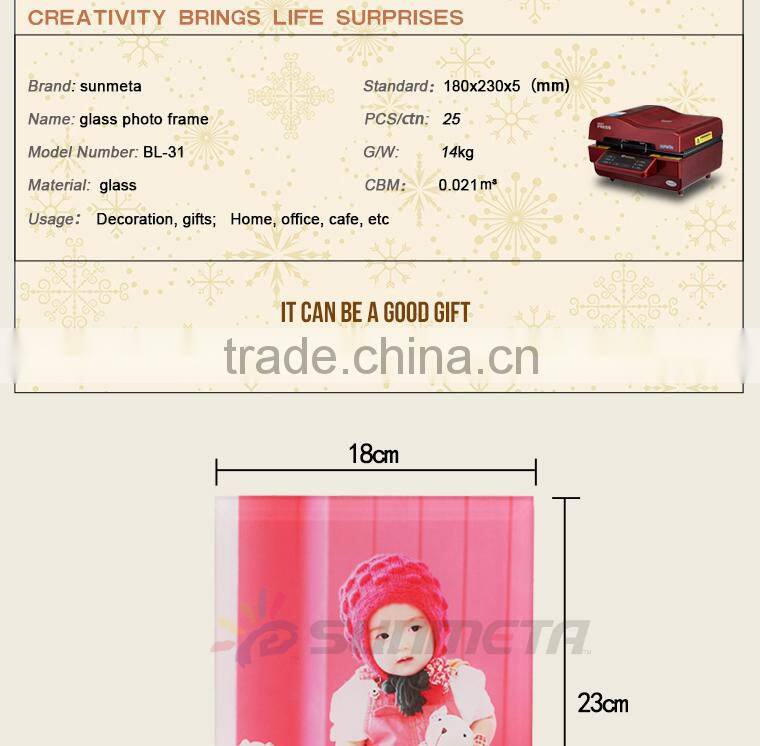 High Quarlity Sublimation Glass Photo Frame for wedding gift