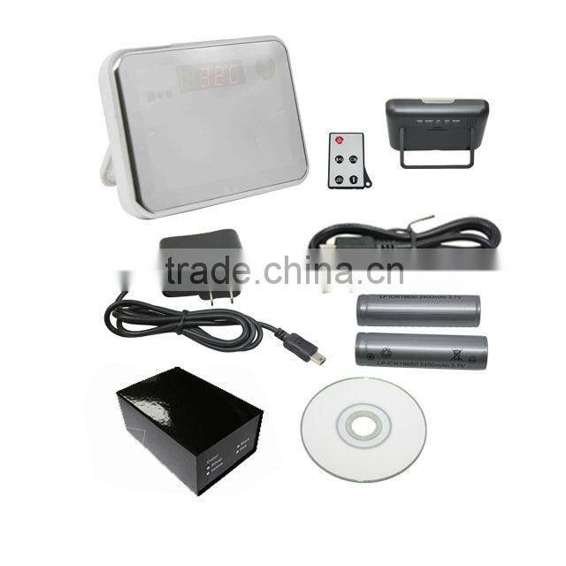 Motion Detection Remote Control alarm clock camera,1280*960 Mirror home security camcorder clock,max 32GB JVE-3311G