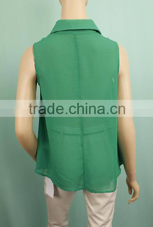 Summer short sleeve stand collar sexy office lady blouse designs WT150332360