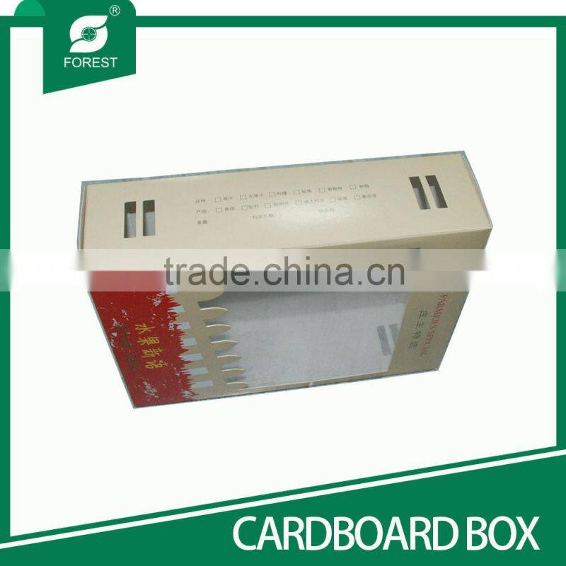 DECORATIVE CARDBOARD PACKING BOX FOR FRUIT WITH PVC WINDOW