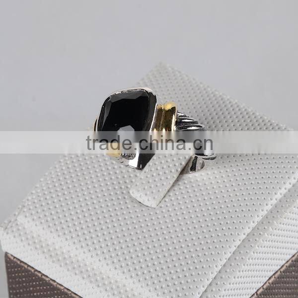 NEW 2016 Popular Fashion Jewelry Loyal Exquisite Square Shapped Ring Big Black stone CZ Diamond Ring Wholesale