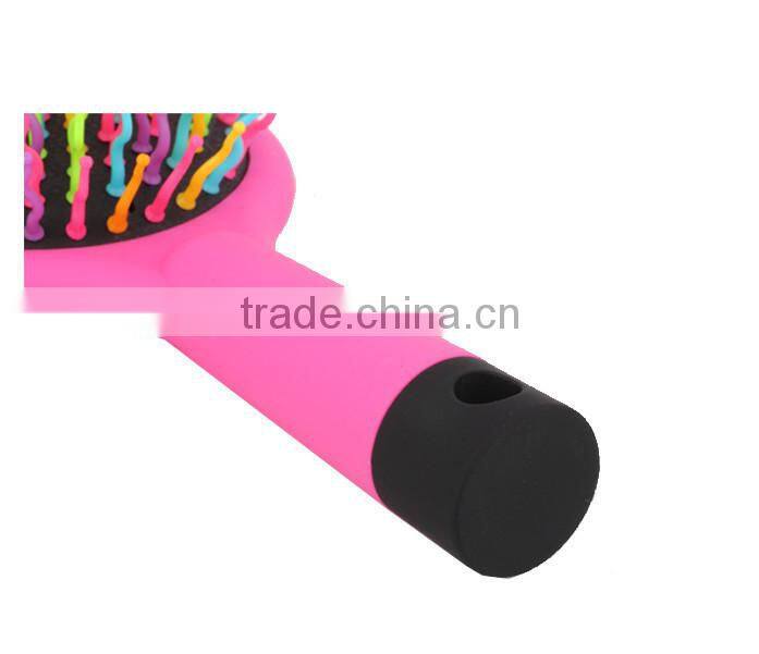 2015 Best Gift Care Massage Comb Rainbow Hand Hair Brush Paddle Hair Brush Custom Hair Brush