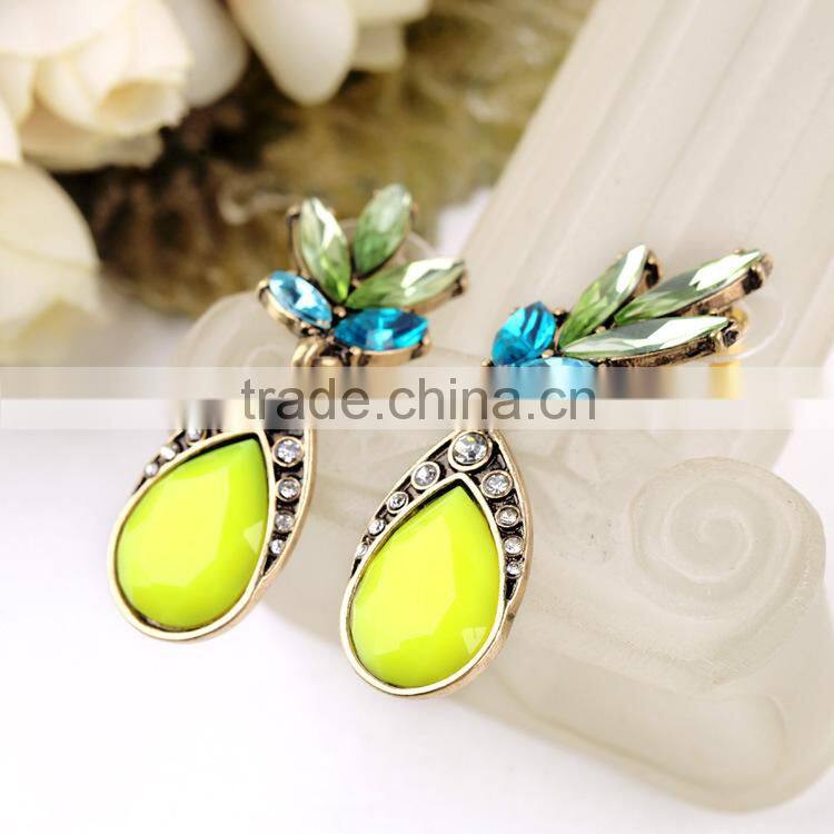 Fluorescence yellow drop acrylic flower shaped latest trends earrings
