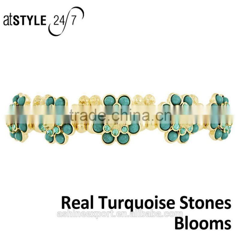 Simple Fashion Chunky lovely gold alloy resin and crystal big flower bracelet Elastic cord rope chain bracelet--2 colors