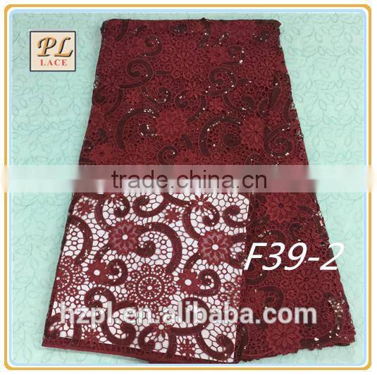 2015 best selling new high quality french lace with sequins for women dress