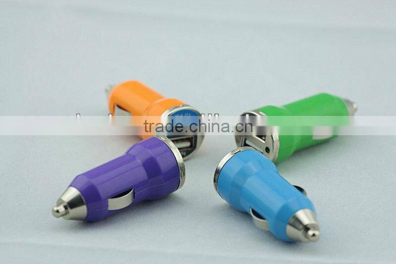 Best Selling Dual USB 2.1+1A car charger bullet mini car charger for mobile phone