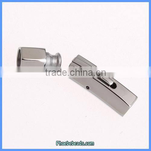 Wholesale New Arrival Stainless Steel Hexagon Cylinder Shape Bayonet Clasp For Leather Cord BC-S001A