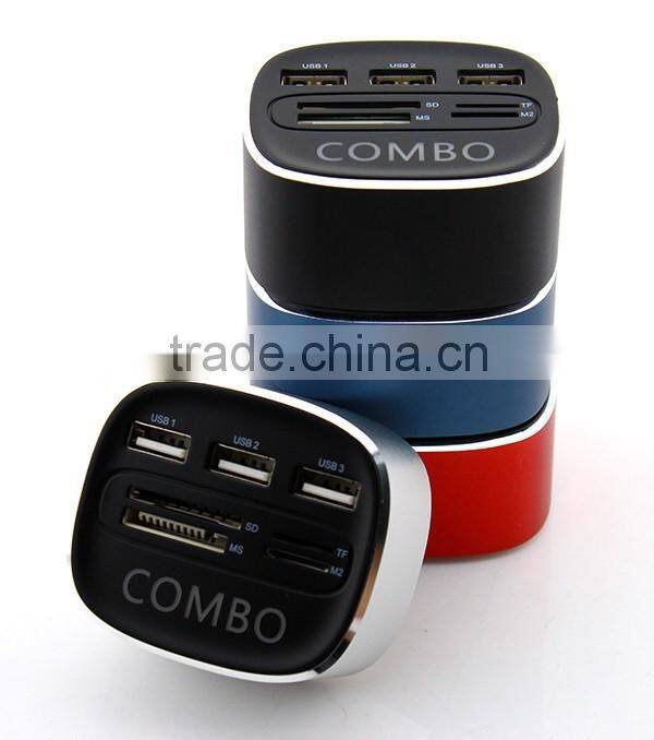 new design 3 port usb hub with different card readers