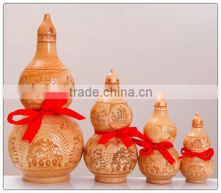 Peach wooden carved Wu Lou-Gourds