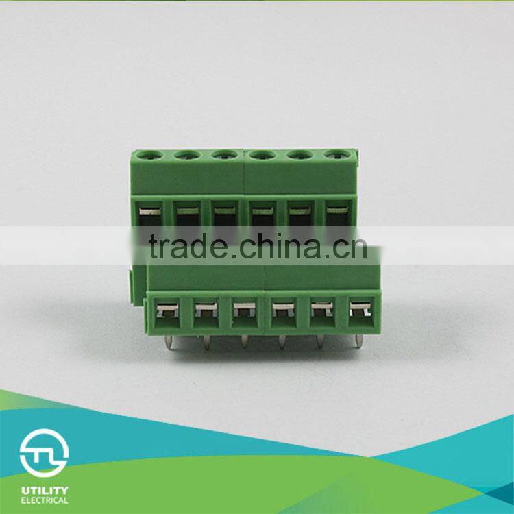 electrical screw Brass Tin Plated terminal block connectors MU1.5HM2L 5.08mm 6P for pin block terminal connector