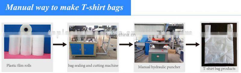 Two lines biodegradable plastic bag making machine with automatic puncher