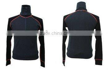 Merino Wool Long Sleeve Contrast Color Half Zipper Underwear
