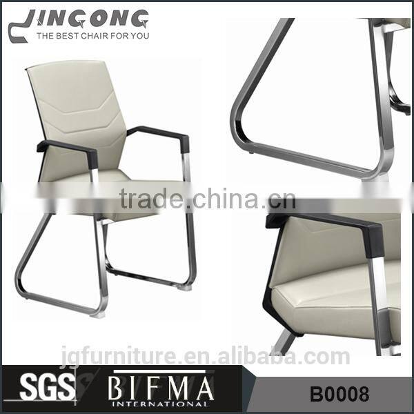 Conference pu back meeting chair, chromed armrest ,without wheels