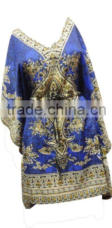 RTCF-3 100 % Rayon Fabric Short Night Dress Breathable 2014 New Design Ladies Caftan / Kaftans From Jaipur Mix Lot