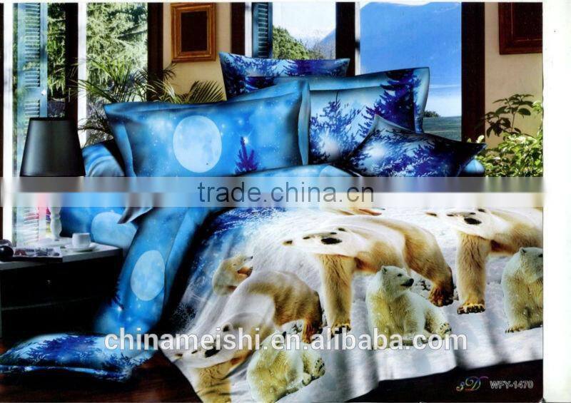Hot Selling cotton king size Home Designs blue 3D printed bedding sets