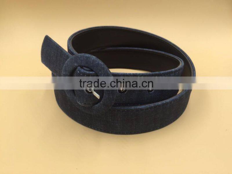 Fashion covered button buckle PU belt