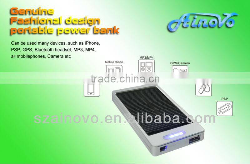 Factory price High conversion rate utralthin metal case 3000ma monocrystalline silicon portable mobile battery bank