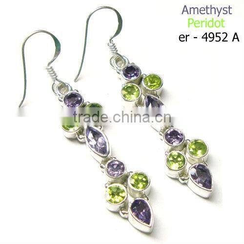 925 sterling silver semi precious gemstone peridot earrings