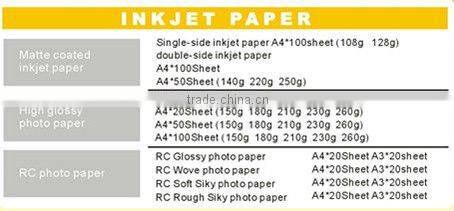 220 Double Side Matte Inkjet photo paper ,a4,double side