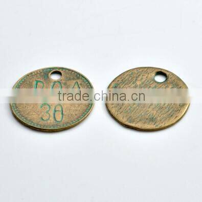 1000pcs Antique Green Zinc Alloy Personalized Round Charms for Bangle and Necklace
