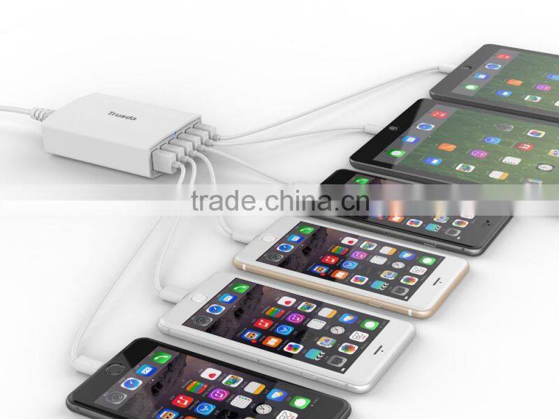 Trusda Slim New Products 6 Ports USB Wall Charger with interchangeable plug ac adapter for acer travel mobiles