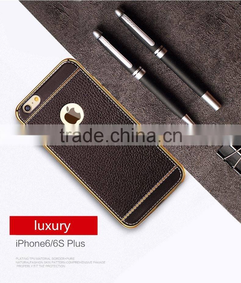 Litchi Grain Luxury Plating TPU Cover Case for iPhone 7 7 Plus Soft Silicone Plating Bumper Case for iPhone 7 7 Plus