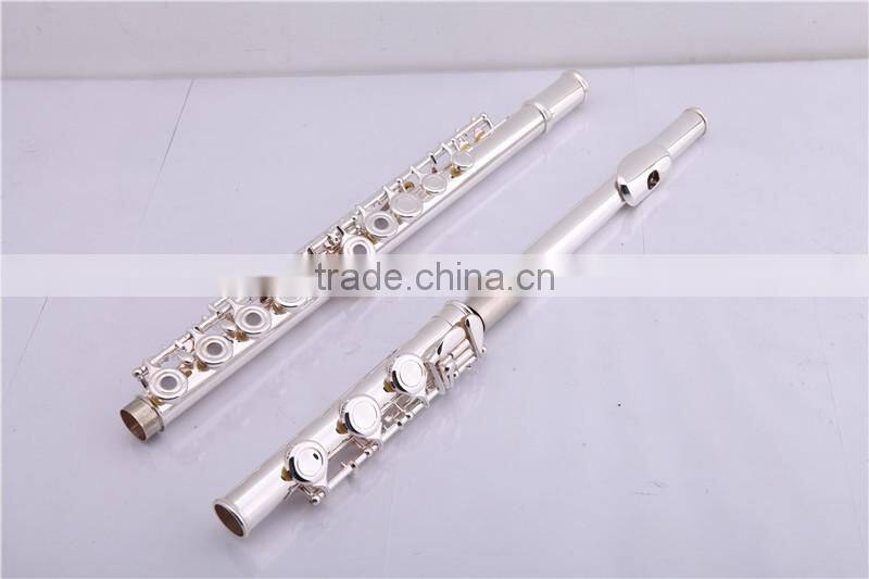 Musical instrument 17 open holes silver plated flute with Split E mechanism offset-G keys and B foot