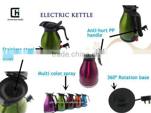 Champion home superior high quality colorful electric water kettle 1L