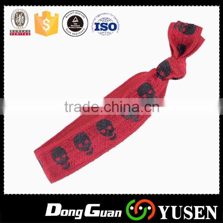 New style fashion custom printed polyester elastic hair tie with wholesales