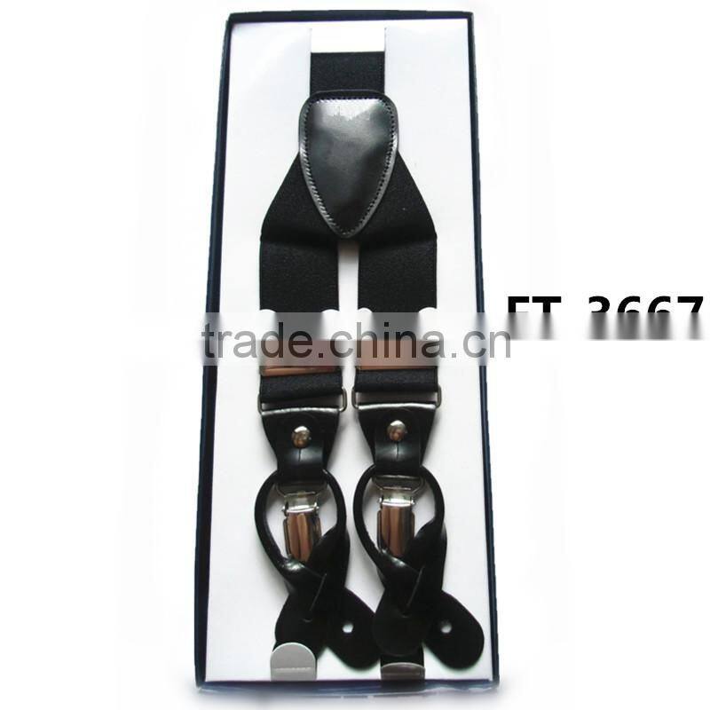 Men's Suspender Belt -Brand Suspender Quality Elastic&Real Leather-3 Clips Men Suspender