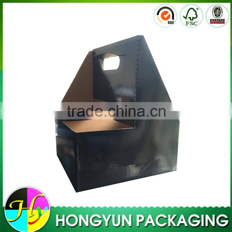 black corrugated paper 4 pack bottle carrier