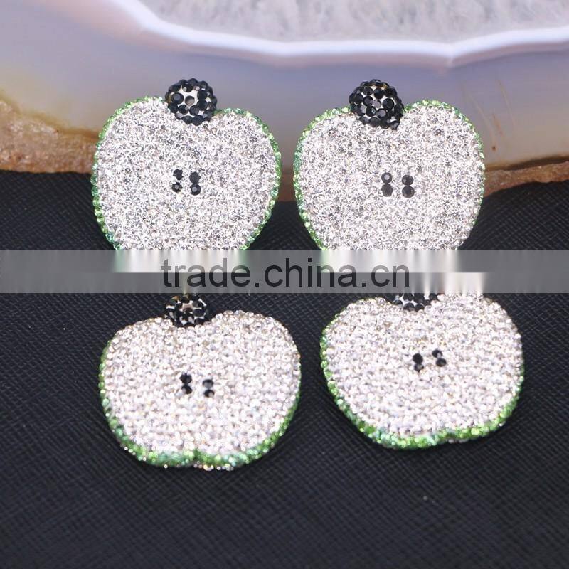 Lovely Fruit Pendant, Pave Crystal Zircon Clay Pendants, Gem Pendant Beads For Jewelry Making