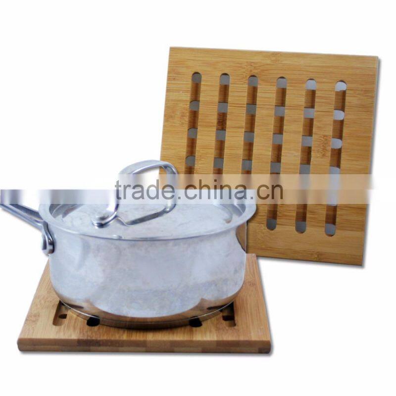 2-pack Lattice Bamboo Wooden Trivet Pot Pan Insulation Mat