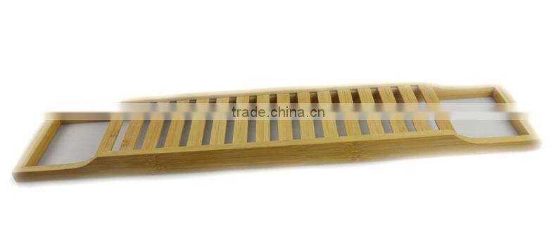 Bathtub Caddy Tray with Extending Sides - Bamboo Wood - Reading Rack Kindle/Book Holder