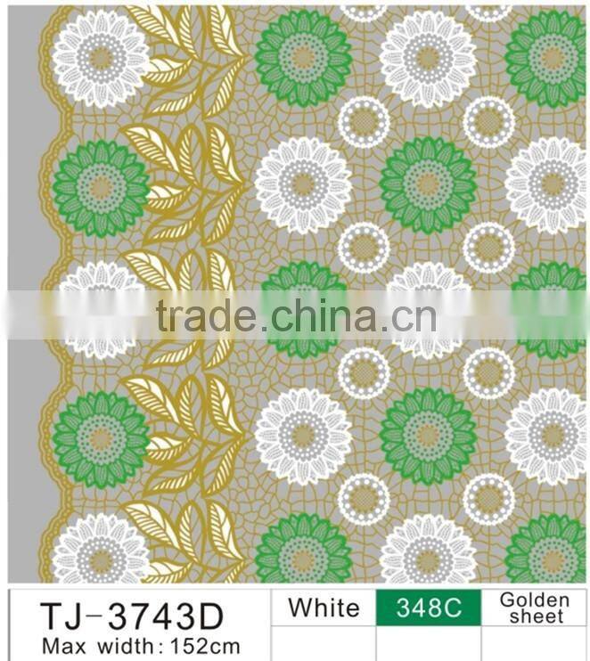 TJ-3743 Transparent emboossed tablecloth with golden & silver