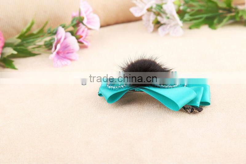 Luxury mink fur hair bow hair accessories for women, girls hair accessories