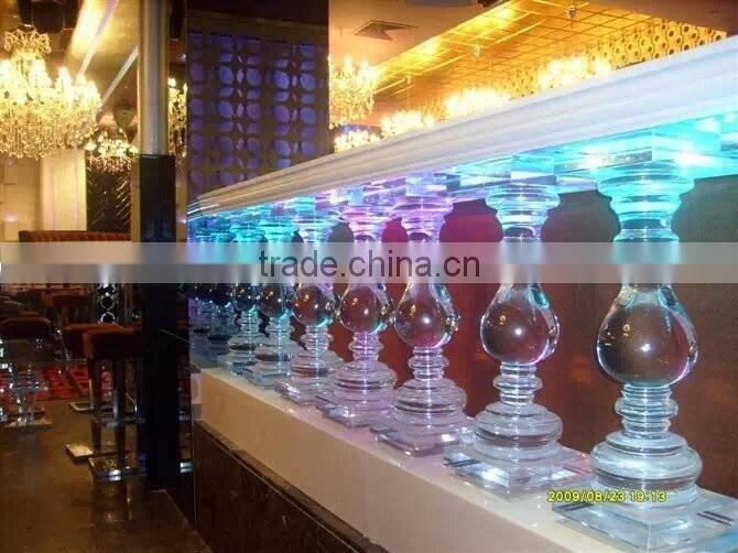 best price hot sale hotel acrylic stair baluster / crystal stair handrail in china