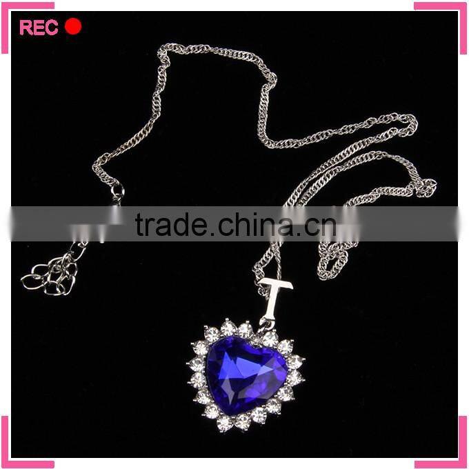 Jewelry fashion necklaces with Sapphire pendant, heart pendant necklaces for women