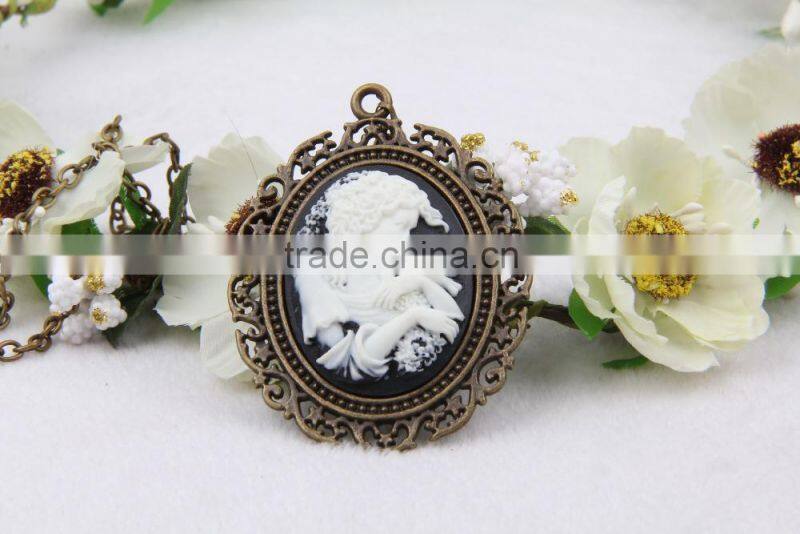 fashion jewelry necklace steampunk necklace classical silhouette cameo 2015 new party dress made in China yiwu