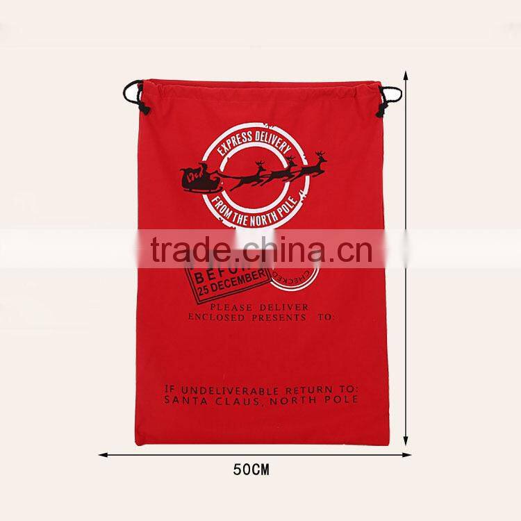 Latest santa sack bag with drawstring canvas santa sack christmas gift stocking santa sack