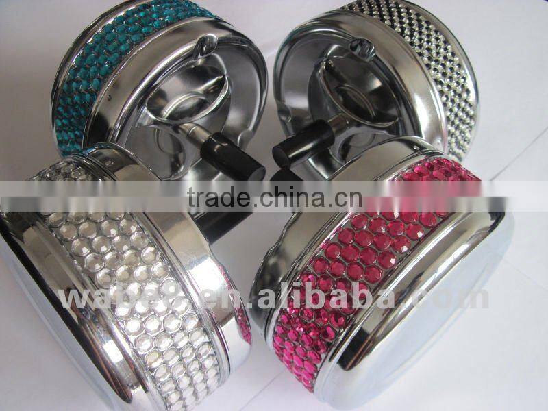 metal ashtray with crystal