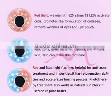 Home use LED Massager with 3 color light ultrasonic face lift device